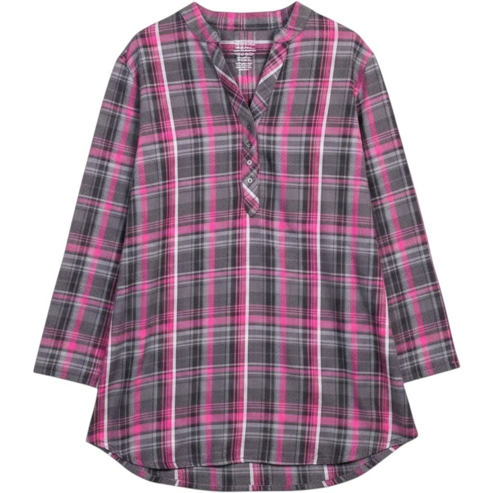 Faded Glory Plaid Flannel Henley Top
